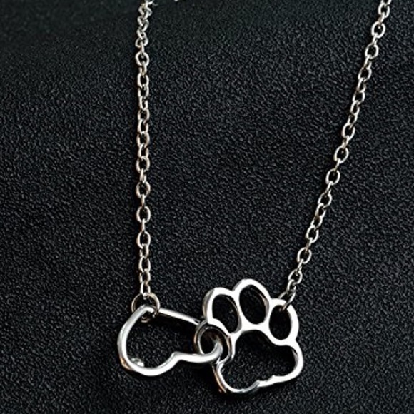MIXIA Dog Puppy Paw Print Pendant silver Necklac - Picture 5 of 6